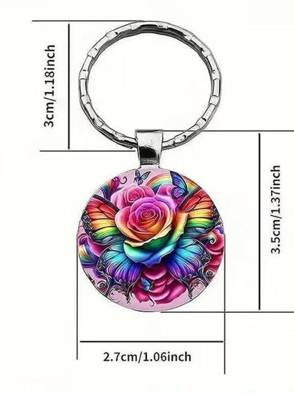 Stainless Steel ROSES Butterfly Keyring Keychain Accessory - Picture 3 of 3